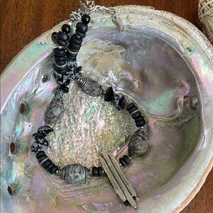 Black and Silver Beaded/Stone Necklace